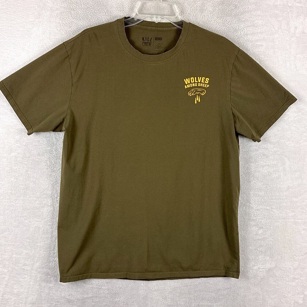 Kill Crew TShirt Mens L Olive Drab Wolves Among Sheep Workout MMA UFC BJJ Boxing - Picture 2 of 8